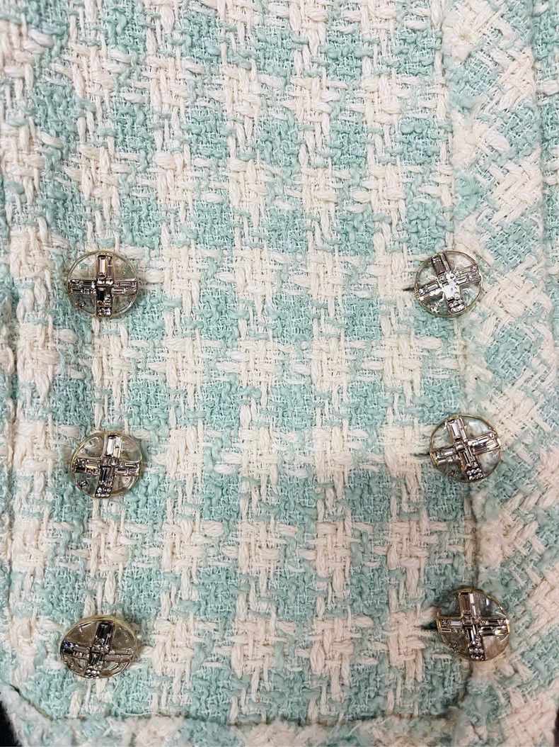 Chanel Chanel Mint Green Tweed Jacket with Buttons- DMC Size US M / EU 48-50 / 2 - 5 Thumbnail