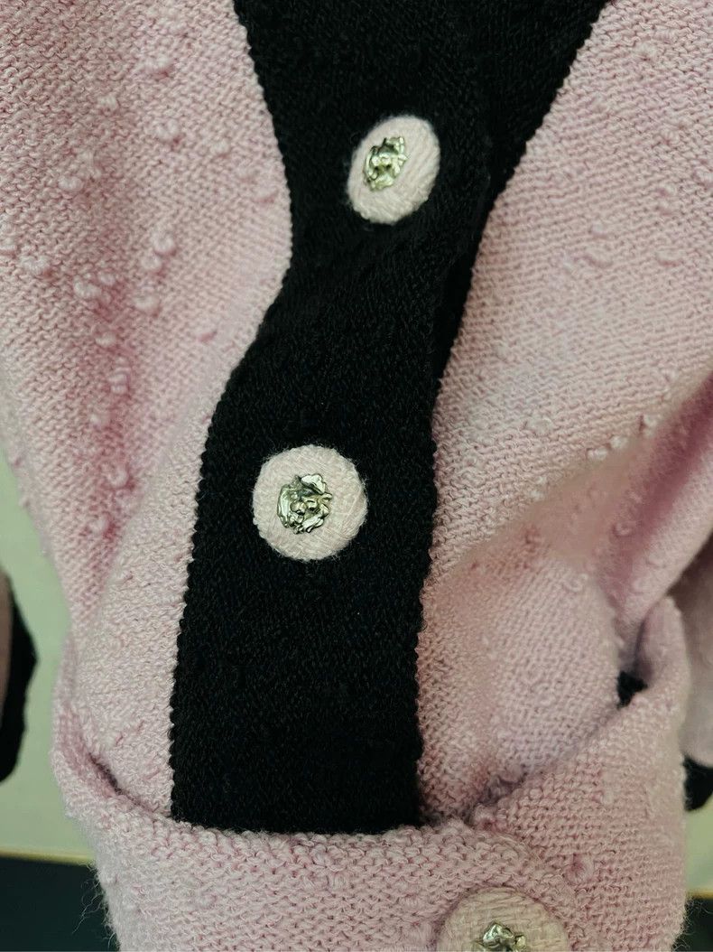 Chanel Chanel Pink Knit Cardigan with Black Trim- DMC Size US M / EU 48-50 / 2 - 3 Thumbnail