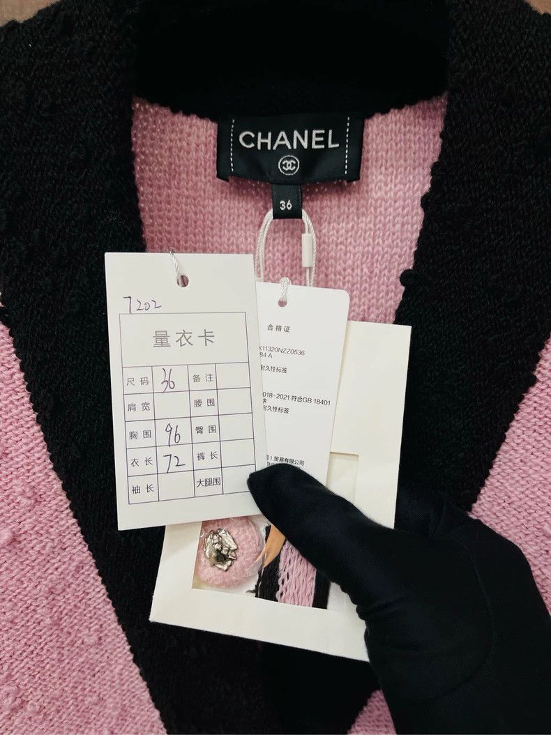 Chanel Chanel Pink Knit Cardigan with Black Trim- DMC Size US M / EU 48-50 / 2 - 5 Thumbnail