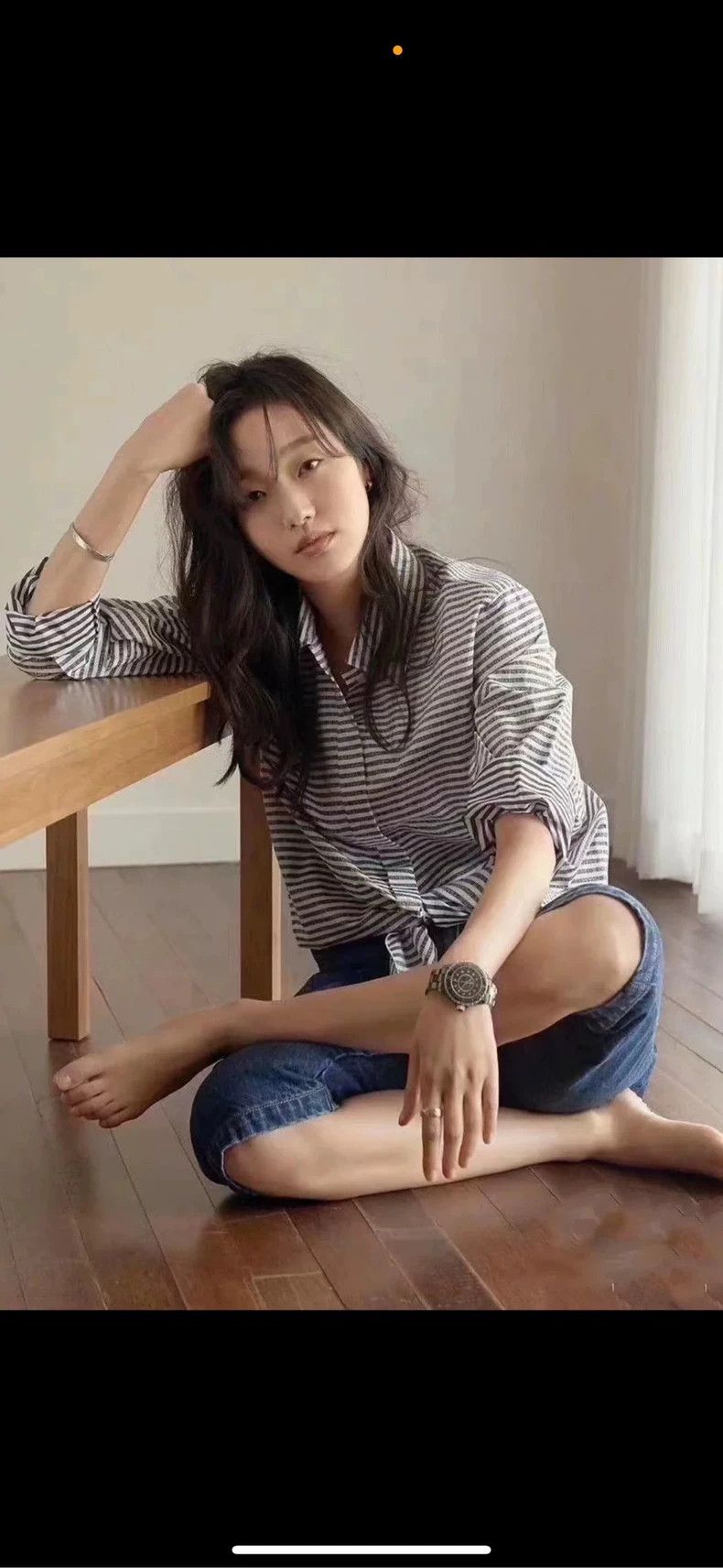 Chanel Chanel Blue and White Striped Logo Shirt- DMC Size US M / EU 48-50 / 2 - 7 Thumbnail