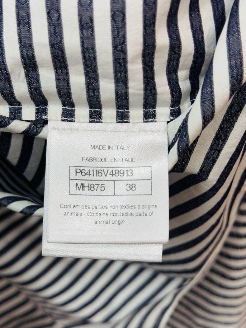 Chanel Chanel Blue and White Striped Logo Shirt- DMC Size US M / EU 48-50 / 2 - 5 Thumbnail