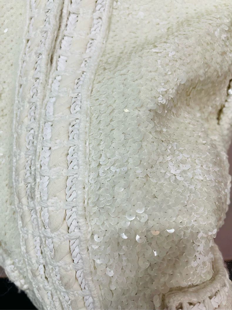 Chanel Chanel White Navy Collar Sequined Jacket- DMC Size US M / EU 48-50 / 2 - 4 Thumbnail