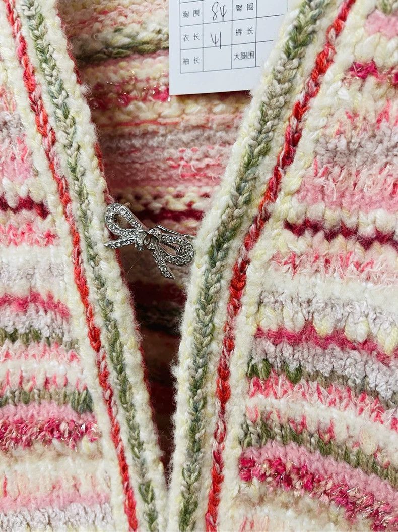 Chanel Chanel Pink Striped Knit Vest Cardigan- DMC Size US M / EU 48-50 / 2 - 3 Thumbnail