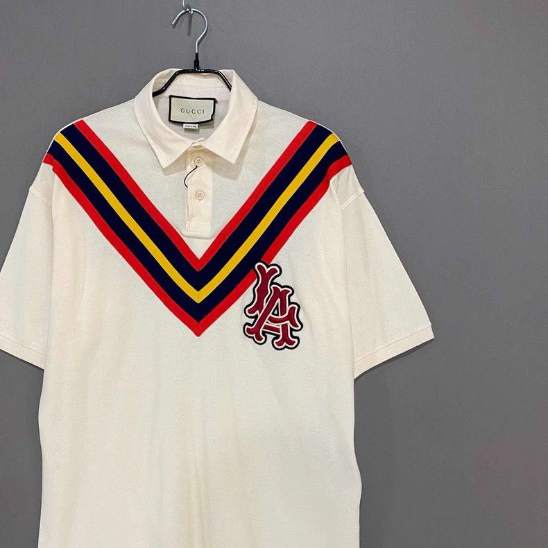 Gucci Gucci MLB Collaboration Striped Short Sleeve Polo- DMC Size US S / EU 44-46 / 1 - 2 Thumbnail