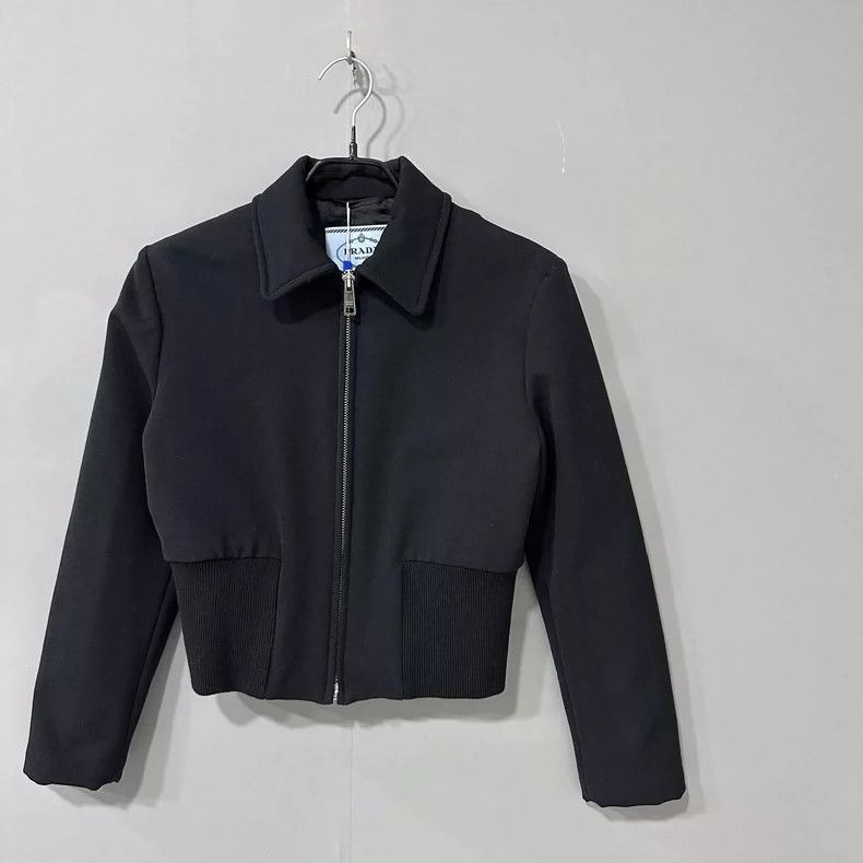 Prada Black Short Zipper Cotton Jacket- DMC Size US M / EU 48-50 / 2 - 2 Thumbnail