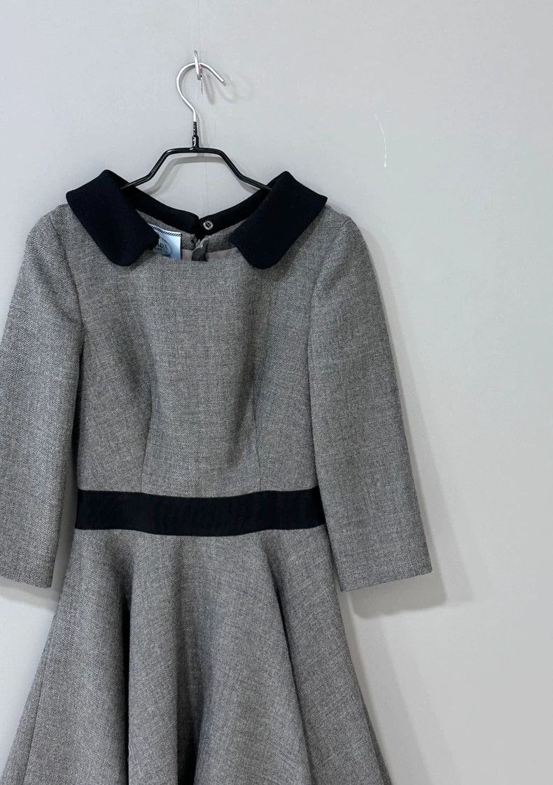 Prada Prada Gray Dress with Black Collar- DMC Size US 38 / EU 54 - 2 Thumbnail