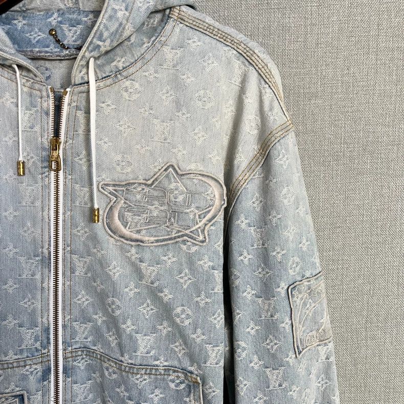 Louis Vuitton Louis Vuitton NBA Logo Denim Hooded Jacket- DMC Size US L / EU 52-54 / 3 - 3 Thumbnail