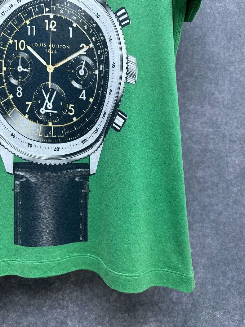 Louis Vuitton Louis Vuitton Watch Print Green T-Shirt- DMC Size US L / EU 52-54 / 3 - 3 Thumbnail