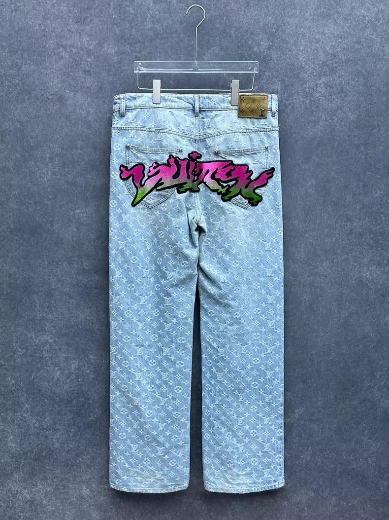 Louis Vuitton Louis Vuitton SS22 Graffiti Denim Pants- DMC Size US 31 - 2 Thumbnail