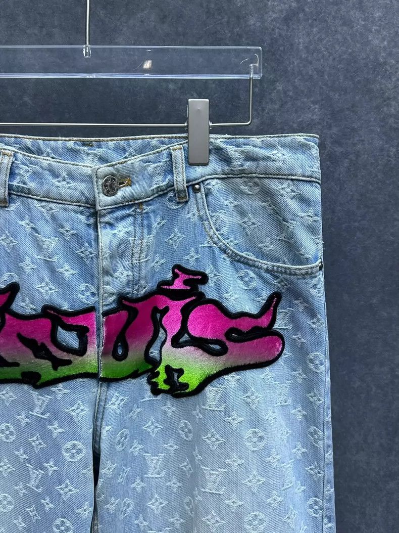 Louis Vuitton Louis Vuitton SS22 Graffiti Denim Pants- DMC Size US 31 - 5 Thumbnail