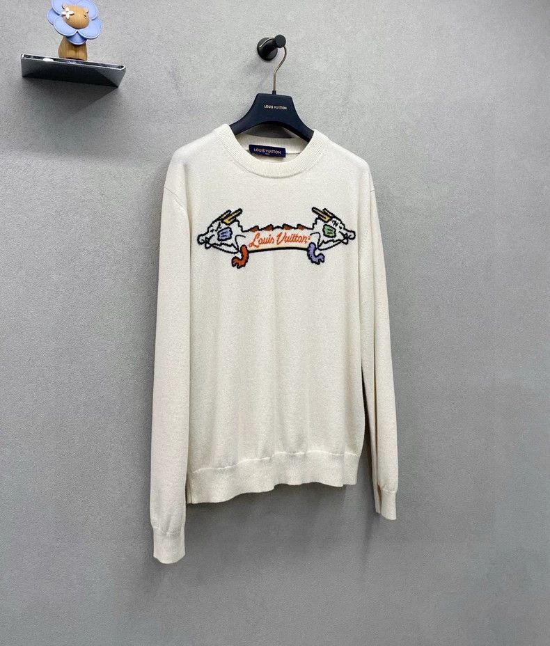 Louis Vuitton Louis Vuitton Nigo Knitted Sweater in Beige- DMC Size US M / EU 48-50 / 2 - 3 Thumbnail