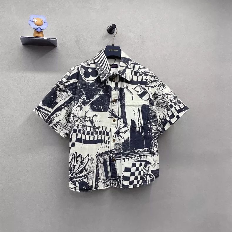 Louis Vuitton Vintage LV Pattern Printed Denim Short Sleeve Shirt- DMC Size US S / EU 44-46 / 1 - 3 Thumbnail