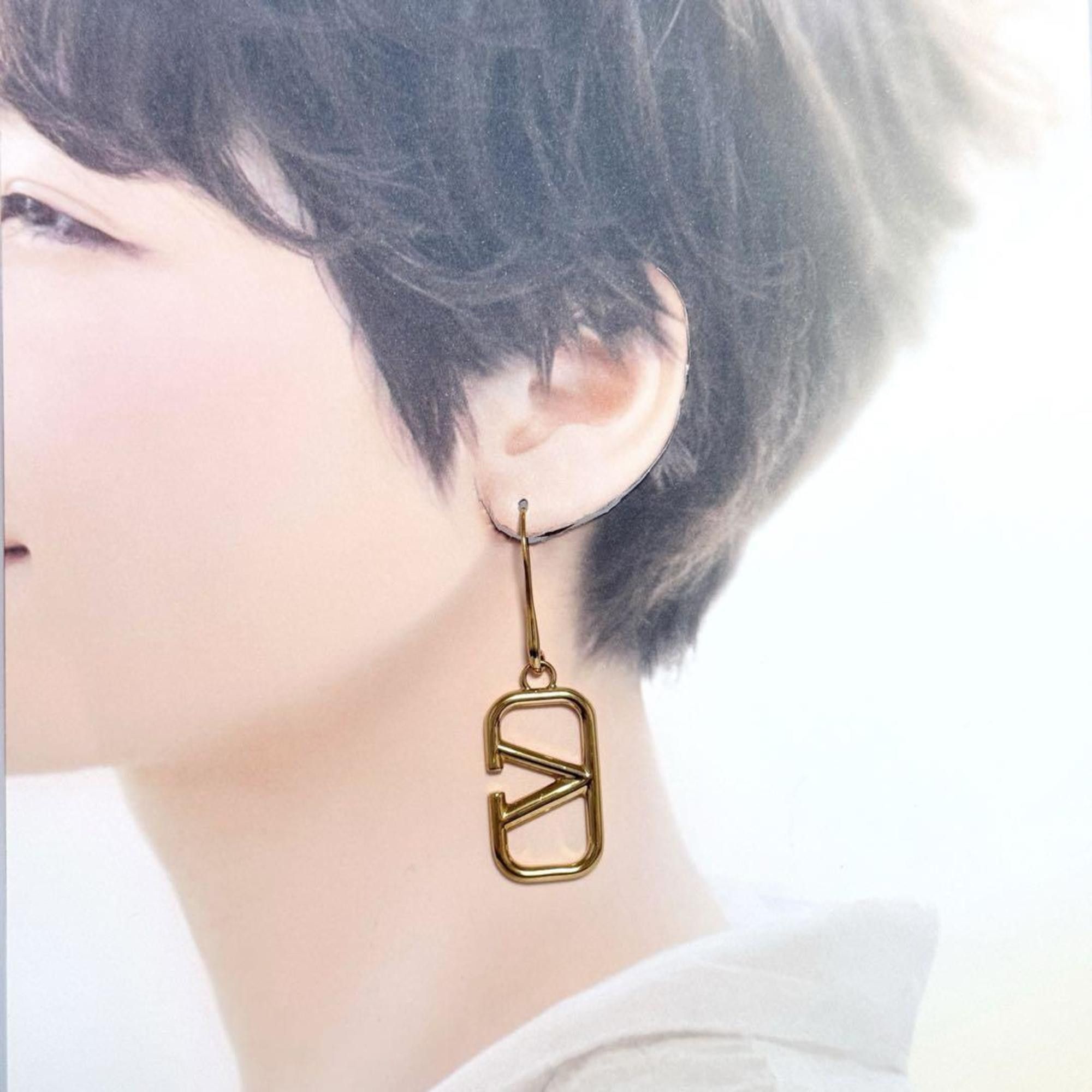Valentino Valentino Women's Hook Drop Earrings with V Logo Signature Size ONE SIZE - 10 Thumbnail