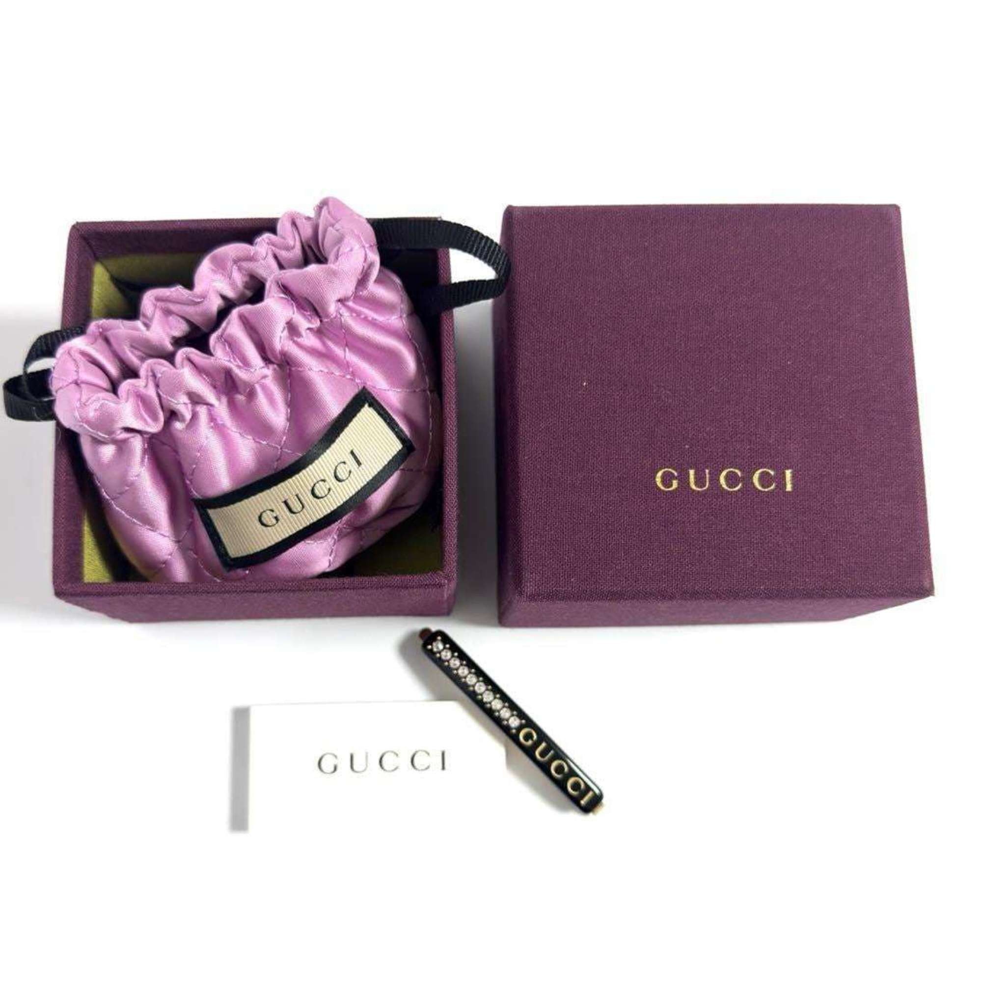 Gucci Gucci Women's Logo Crystal Hairpin Hair Clip Black Size ONE SIZE - 10 Thumbnail