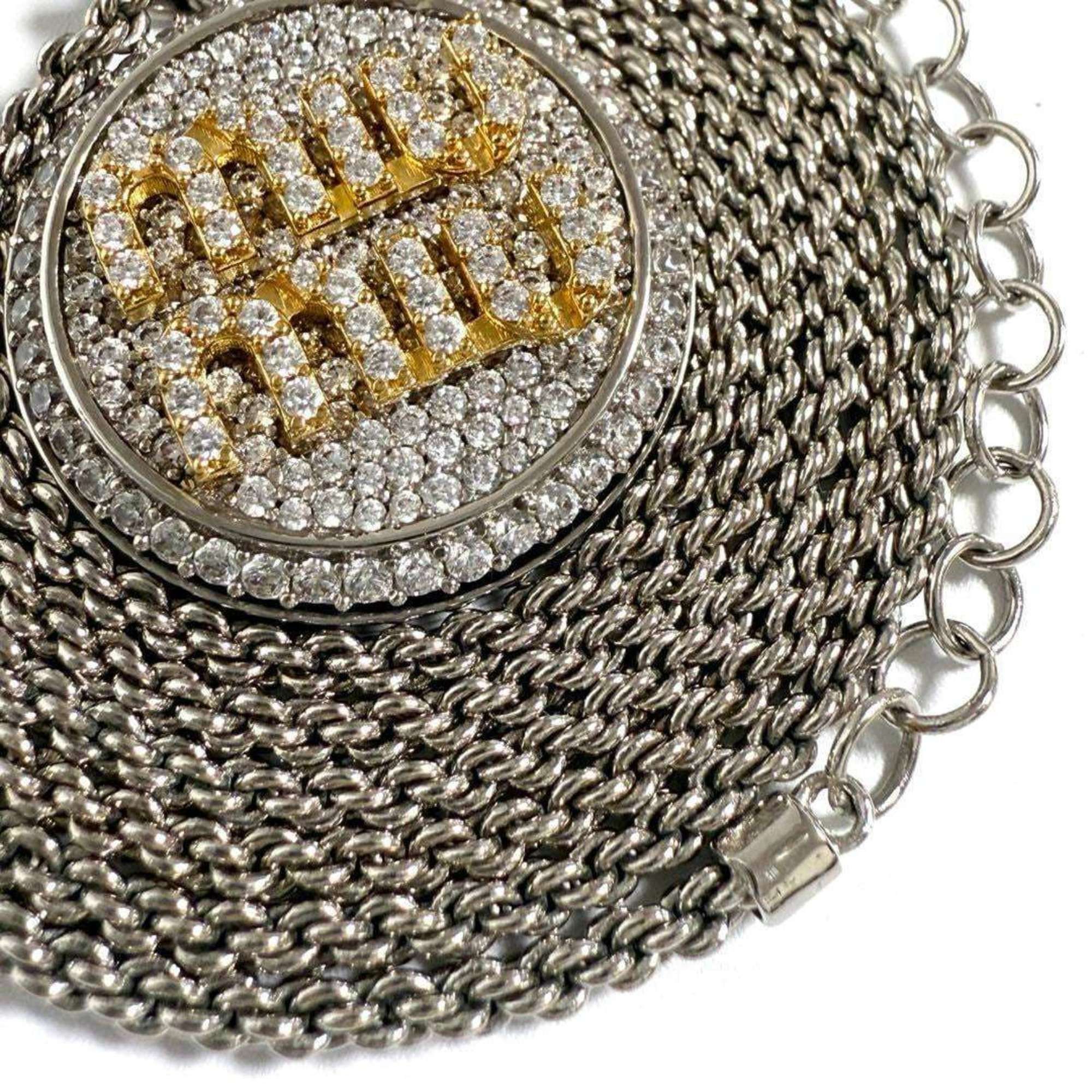 Miu Miu Miu Miu Miu Women's Logo Pavé Pendant Necklace Size ONE SIZE - 3 Thumbnail