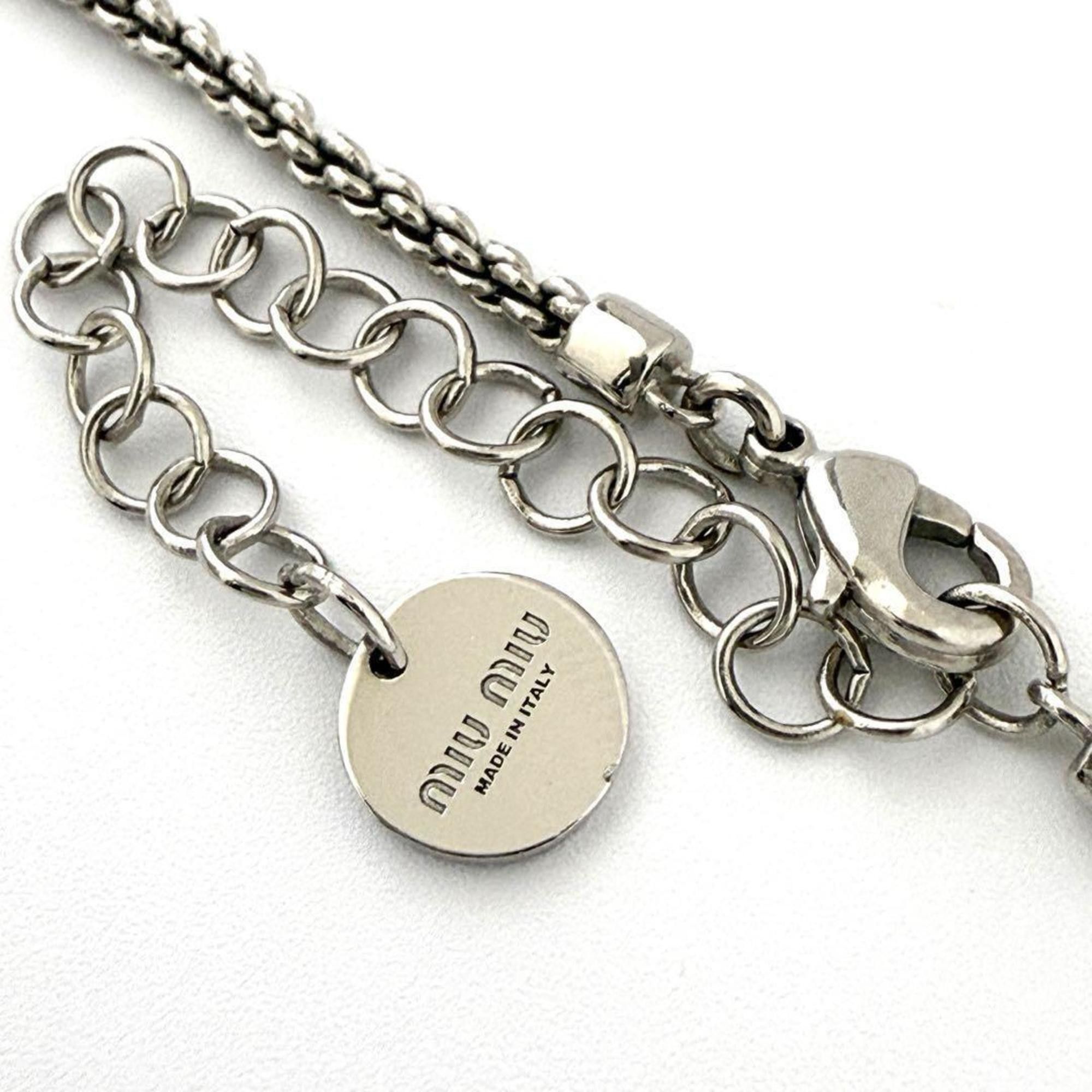 Miu Miu Miu Miu Miu Women's Logo Pavé Pendant Necklace Size ONE SIZE - 7 Thumbnail