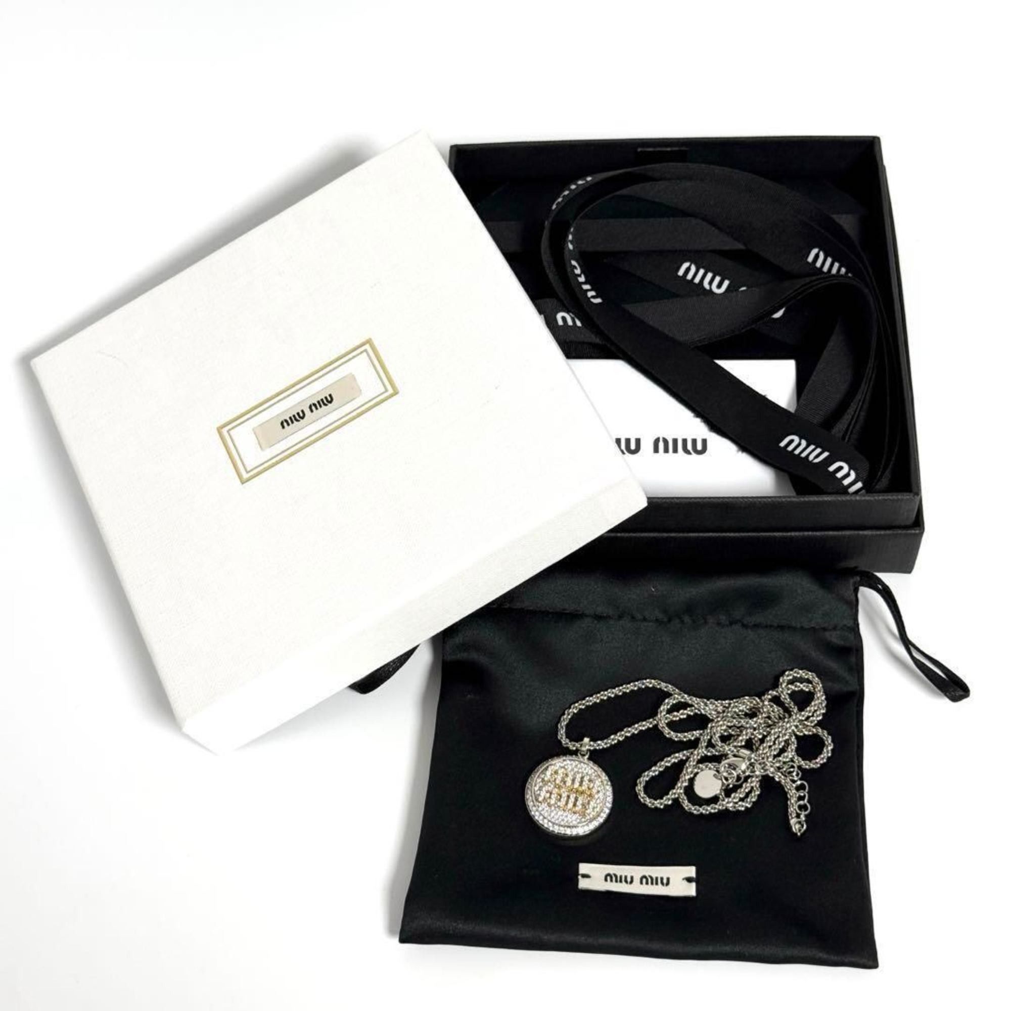 Miu Miu Miu Miu Miu Women's Logo Pavé Pendant Necklace Size ONE SIZE - 10 Thumbnail