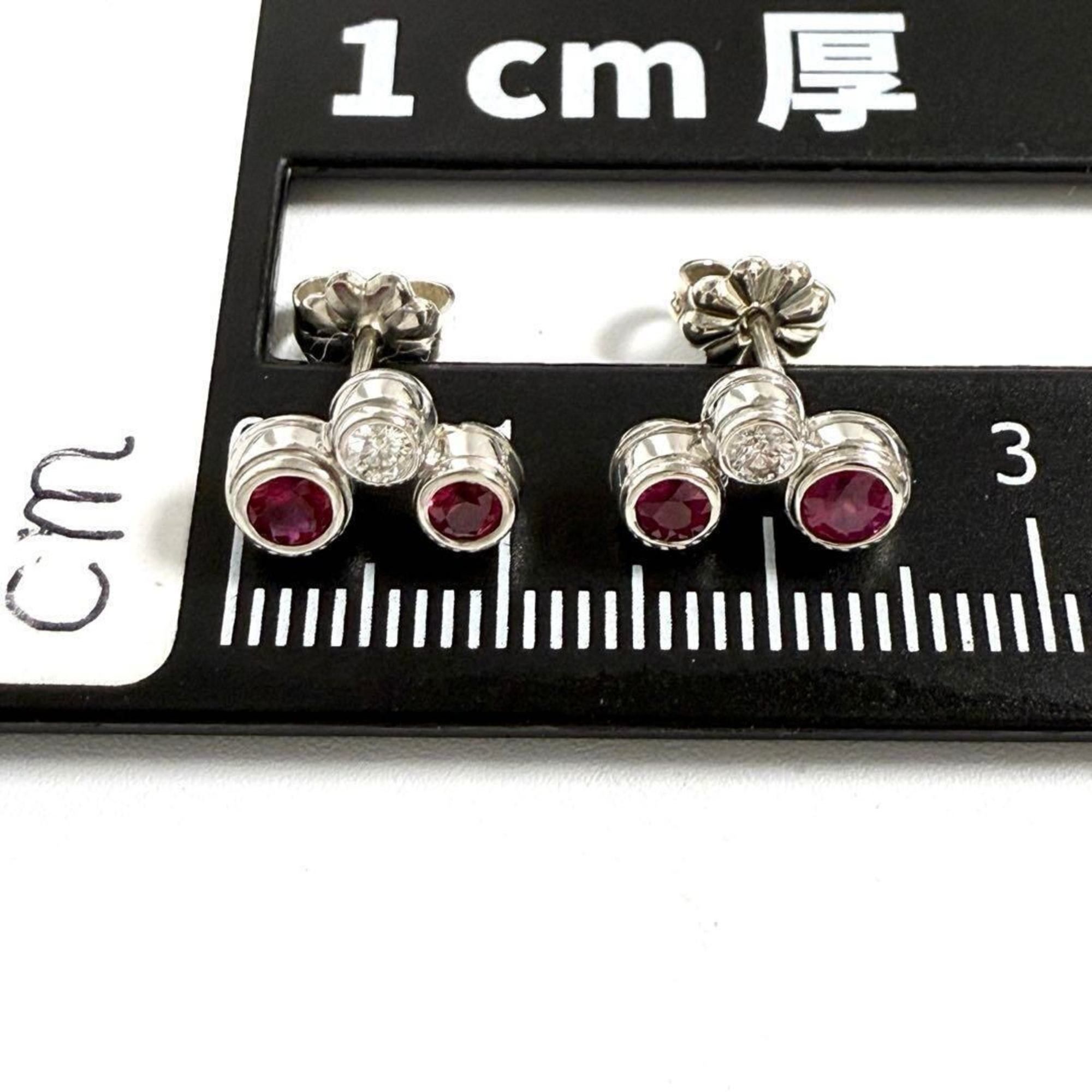 Tiffany & Co. Tiffany Women's Bubble Earrings Platinum Diamond Ruby Size ONE SIZE - 7 Thumbnail