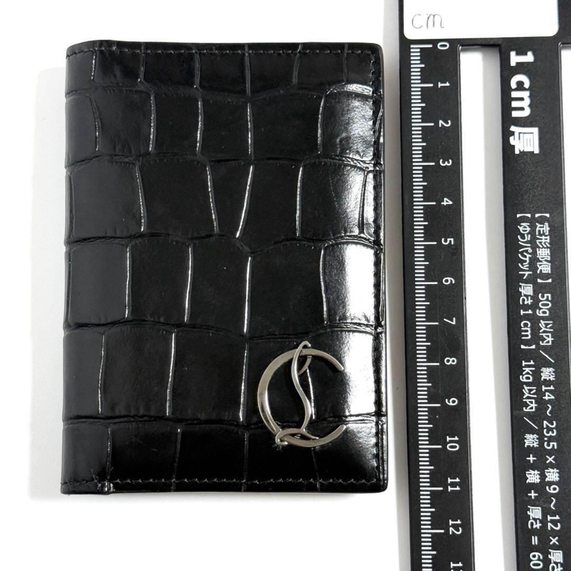 Christian Louboutin Christian Louboutin Men's Card Case Business Holder Embossed Leather Black Size ONE SIZE - 8 Thumbnail