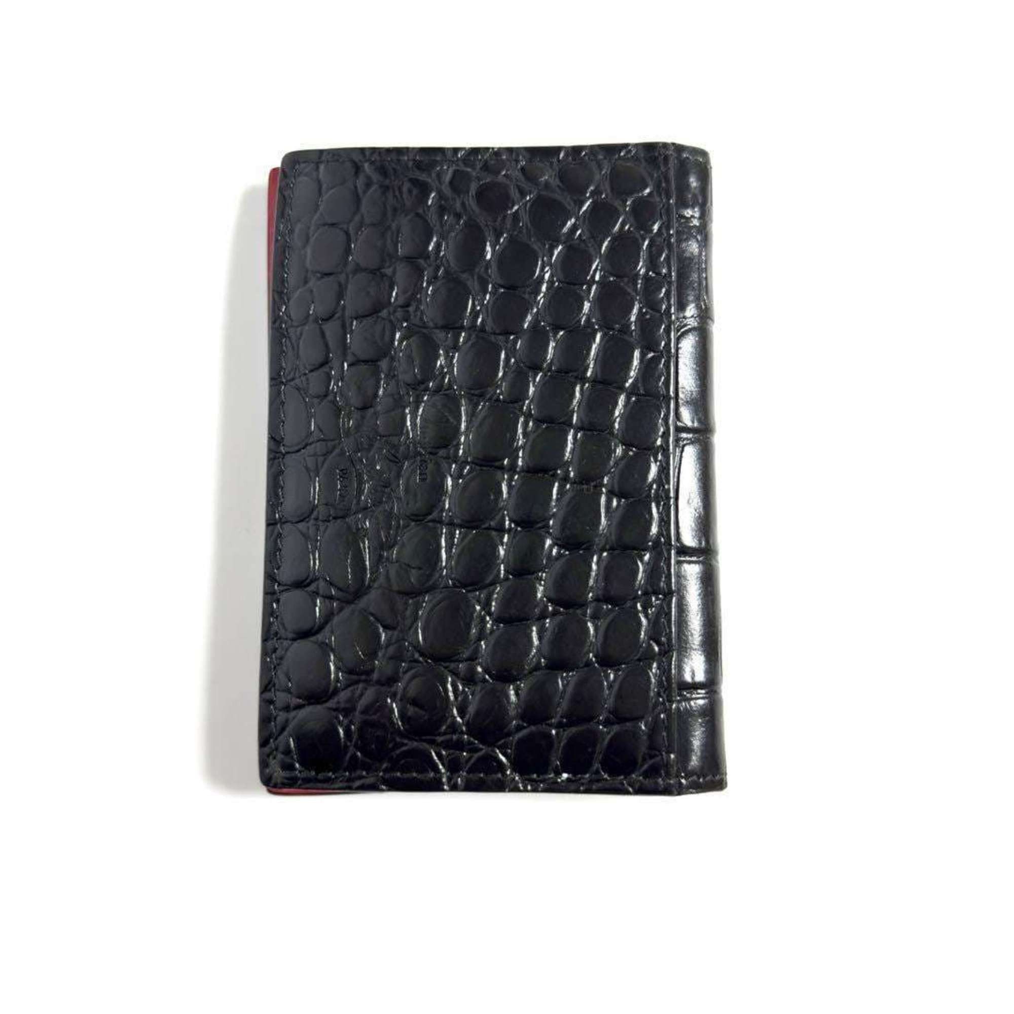 Christian Louboutin Christian Louboutin Men's Card Case Business Holder Embossed Leather Black Size ONE SIZE - 2 Thumbnail