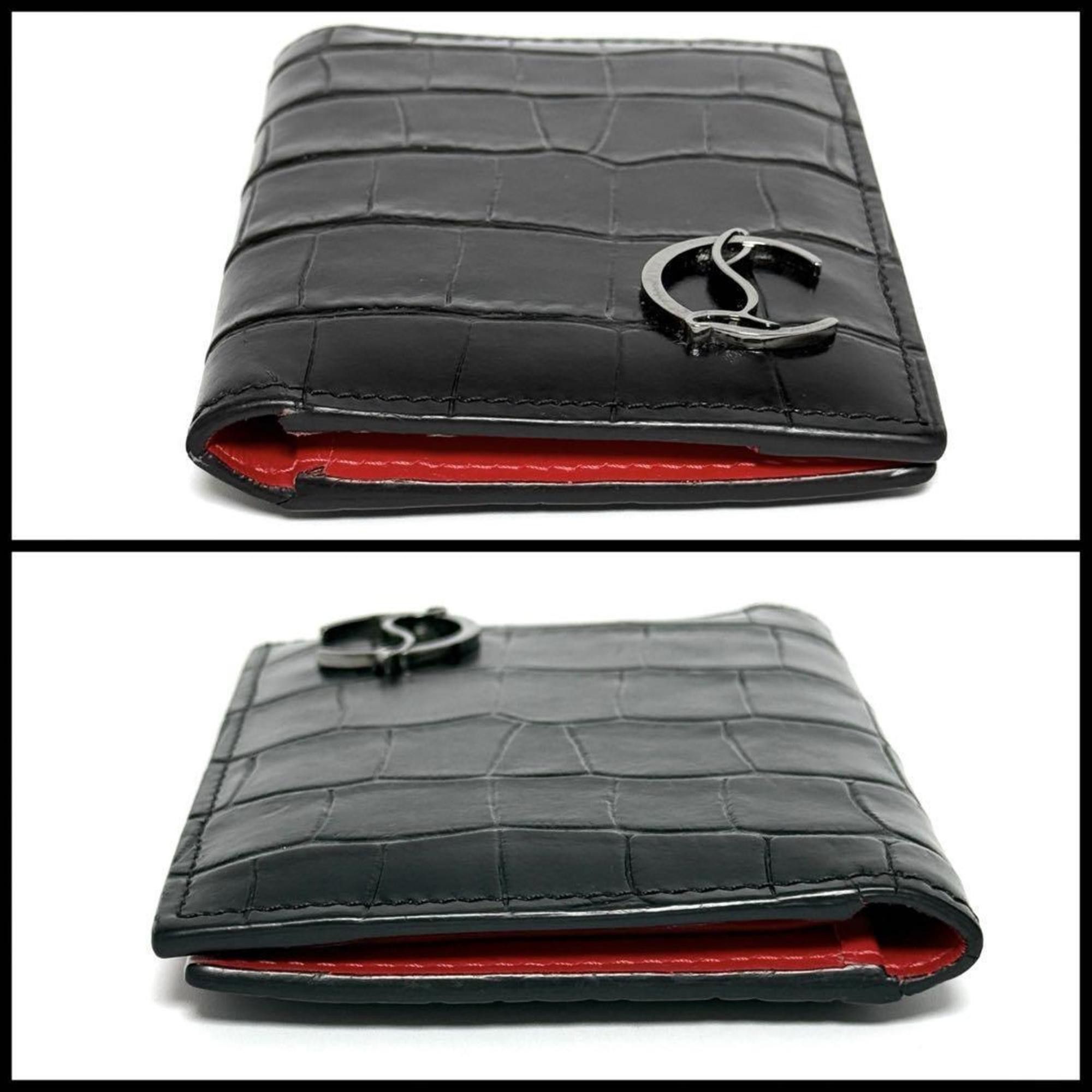 Christian Louboutin Christian Louboutin Men's Card Case Business Holder Embossed Leather Black Size ONE SIZE - 3 Thumbnail