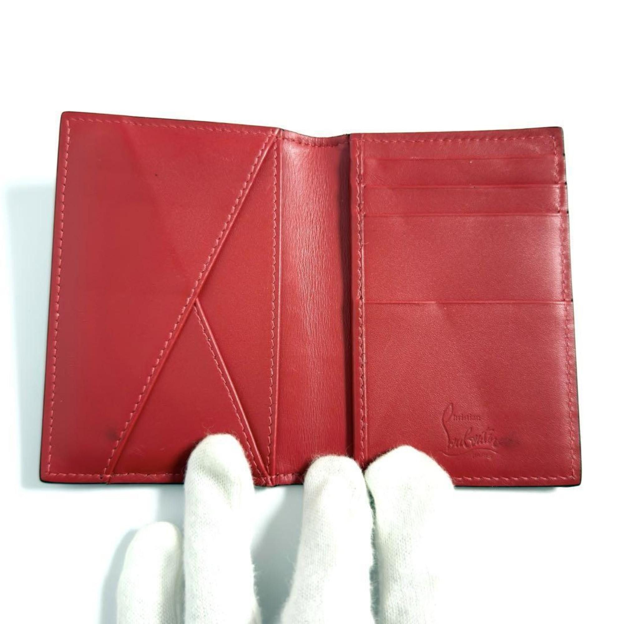 Christian Louboutin Christian Louboutin Men's Card Case Business Holder Embossed Leather Black Size ONE SIZE - 5 Thumbnail