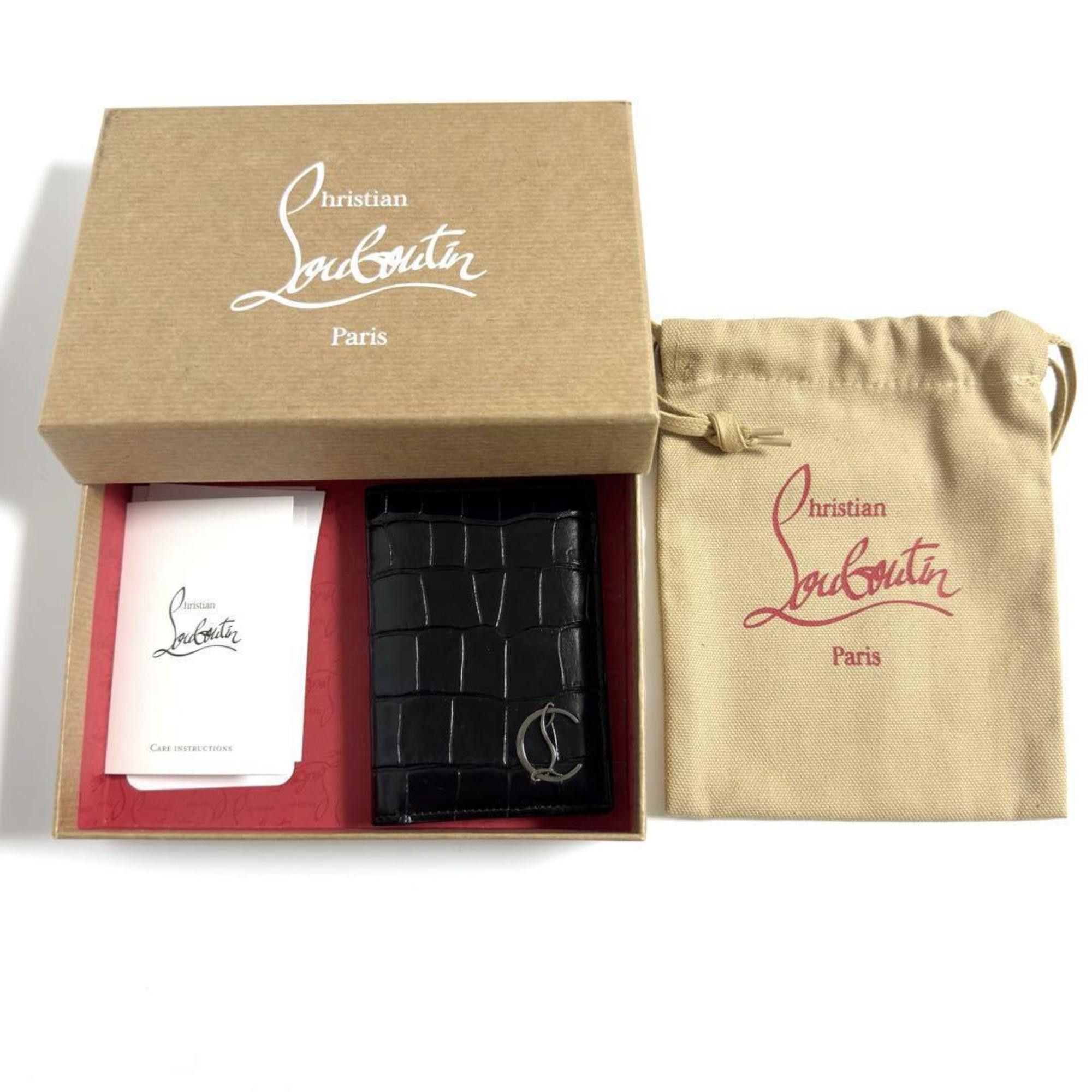Christian Louboutin Christian Louboutin Men's Card Case Business Holder Embossed Leather Black Size ONE SIZE - 10 Thumbnail