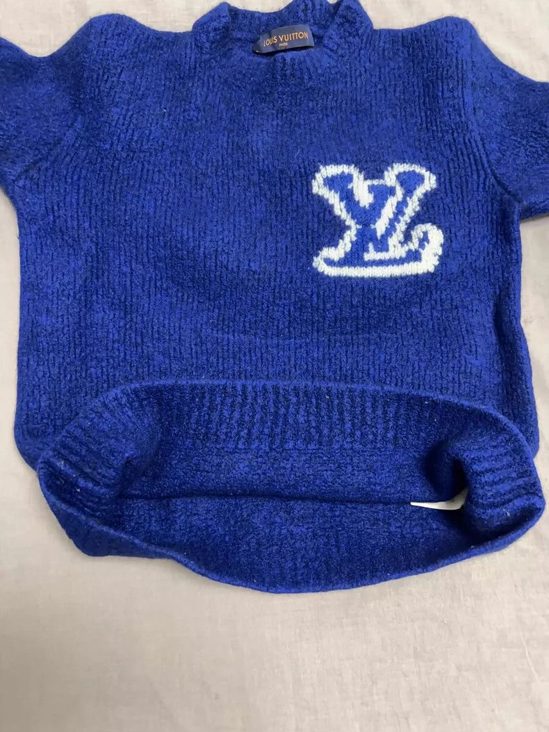 Louis Vuitton Louis Vuitton Blue Wool Sweater for Men- DMC Size US XL / EU 56 / 4 - 4 Thumbnail