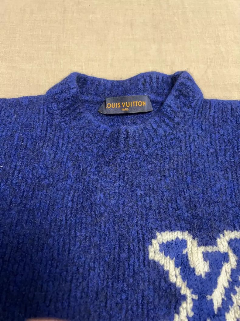 Louis Vuitton Louis Vuitton Blue Wool Sweater for Men- DMC Size US XL / EU 56 / 4 - 3 Thumbnail