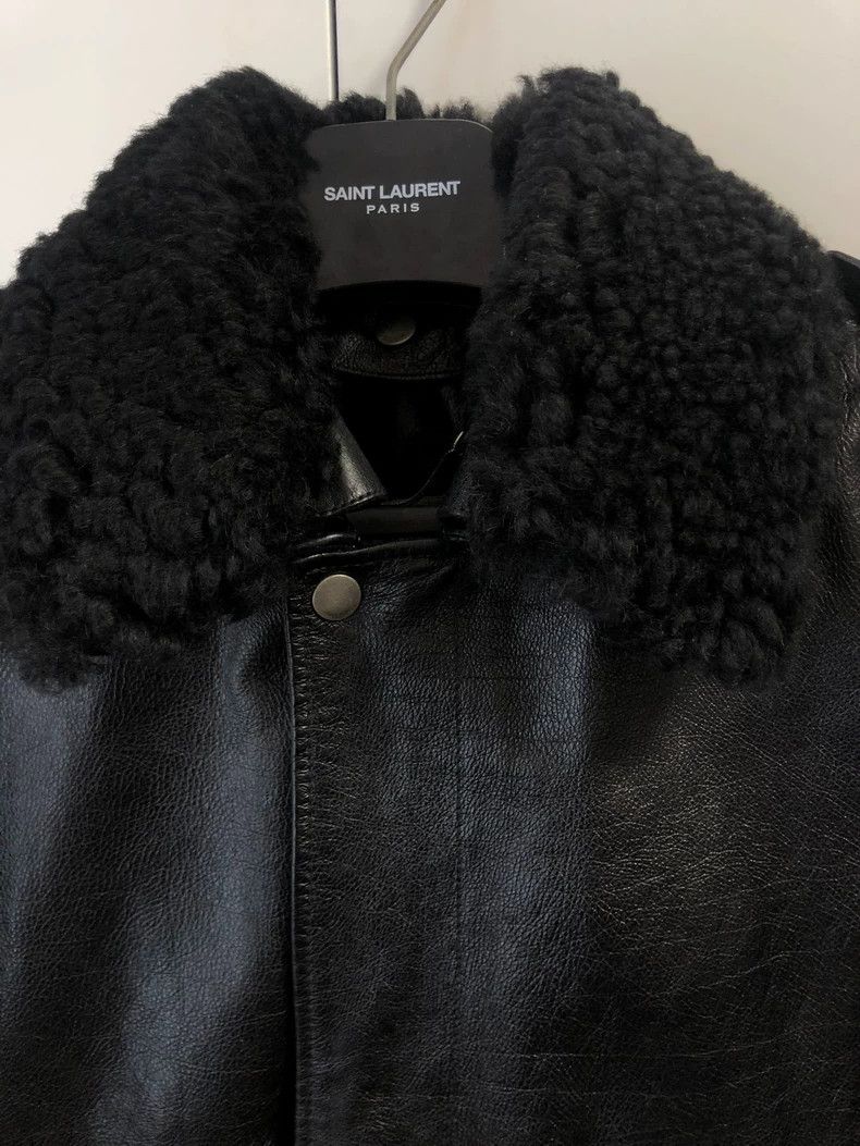 Saint Laurent Paris Saint Laurent Leather Jacket with Wool Collar- DMC Size US L / EU 52-54 / 3 - 2 Thumbnail