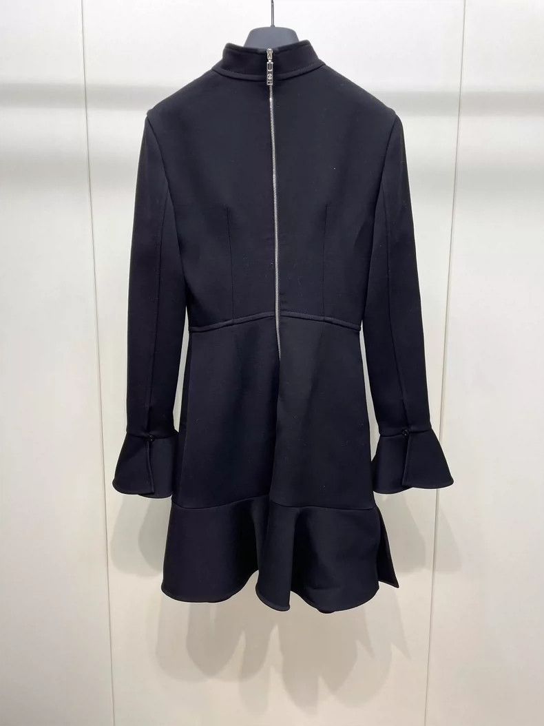 Louis Vuitton Navy Ruffle Hem Long Sleeve Dress- DMC Size US 34 / EU 50 - 2 Thumbnail