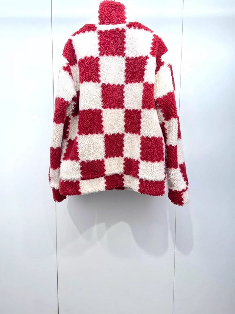 Louis Vuitton Red and White Checkered Teddy Jacket- DMC Size US XXL / EU 58 / 5 - 2 Thumbnail