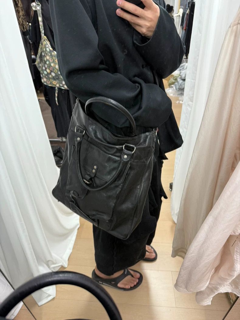 Dries Van Noten Stylish Black Leather Tote Bag with Pockets- DMC Size ONE SIZE - 8 Thumbnail