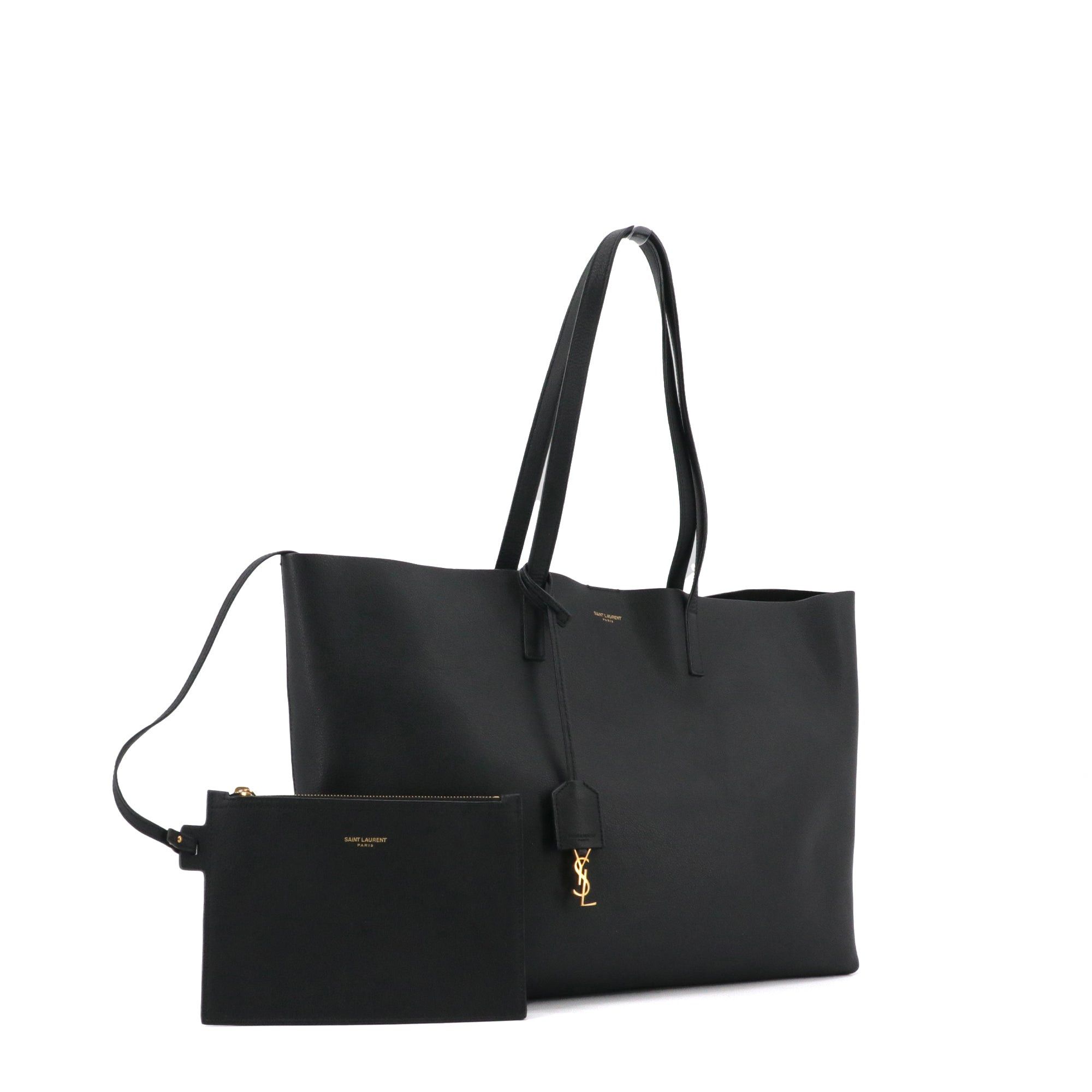 Saint Laurent Paris SAINT LAURENT - Saint Laurent Shopping E/W tote bag in black grained leather Size ONE SIZE - 2 Thumbnail
