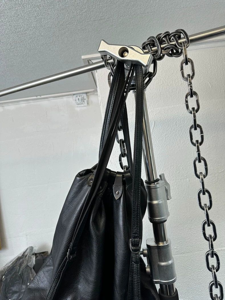 Yohji Yamamoto Yohji Yamamoto Black Leather Drawstring Bag- DMC Size ONE SIZE - 4 Thumbnail