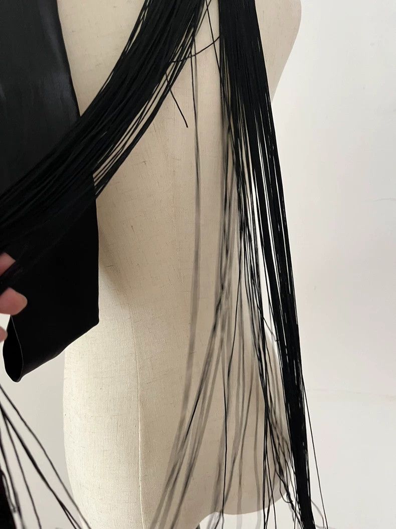 Ann Demeulemeester Black Fringed Silk Scarf by Ann Demeulemeester- DMC Size ONE SIZE - 6 Thumbnail