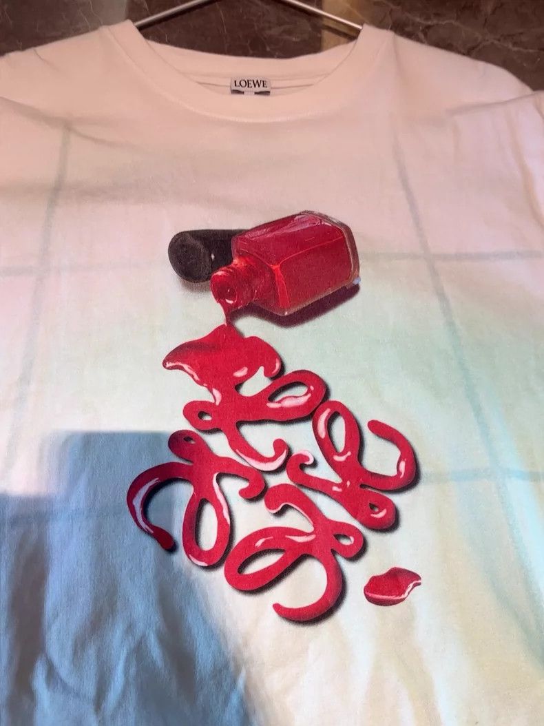 Loewe LOEWE Graphic White T-Shirt with Red Design- DMC Size US M / EU 48-50 / 2 - 2 Thumbnail