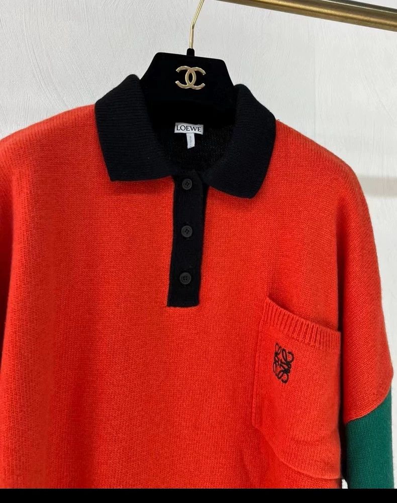 Loewe Loewe Wool Polo Shirt with Green Sleeves- DMC Size US XS / EU 42 / 0 - 4 Thumbnail