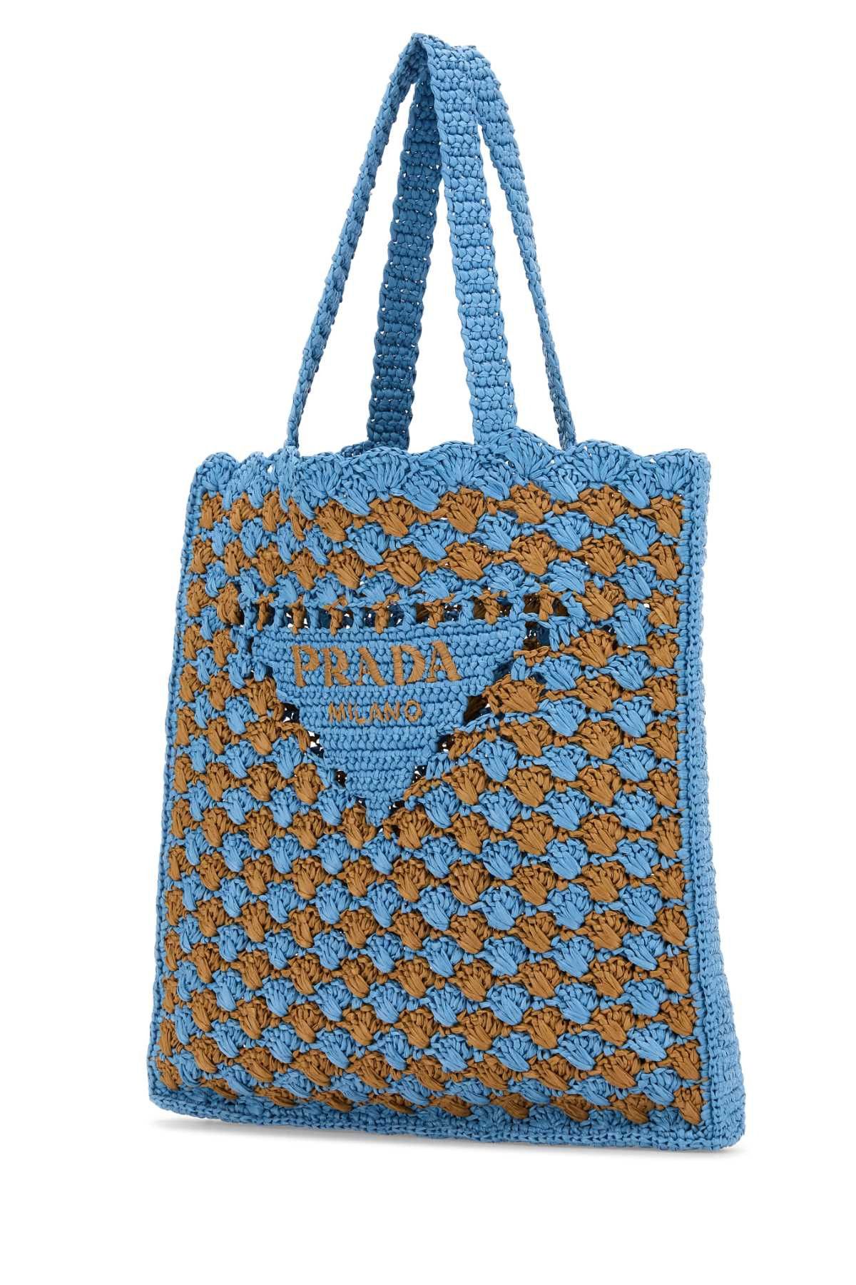 Prada Two-Tone Raffia Shopping Bag Size ONE SIZE - 2 Thumbnail