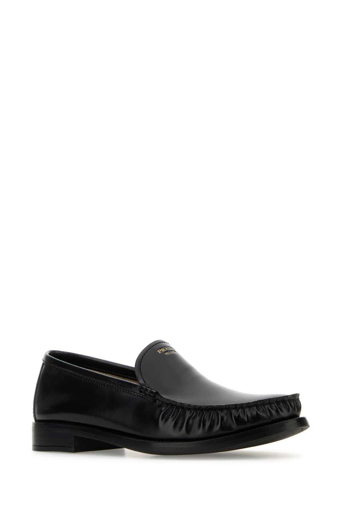 Prada Black Leather Loafers Size US 7 / IT 37 - 2 Thumbnail