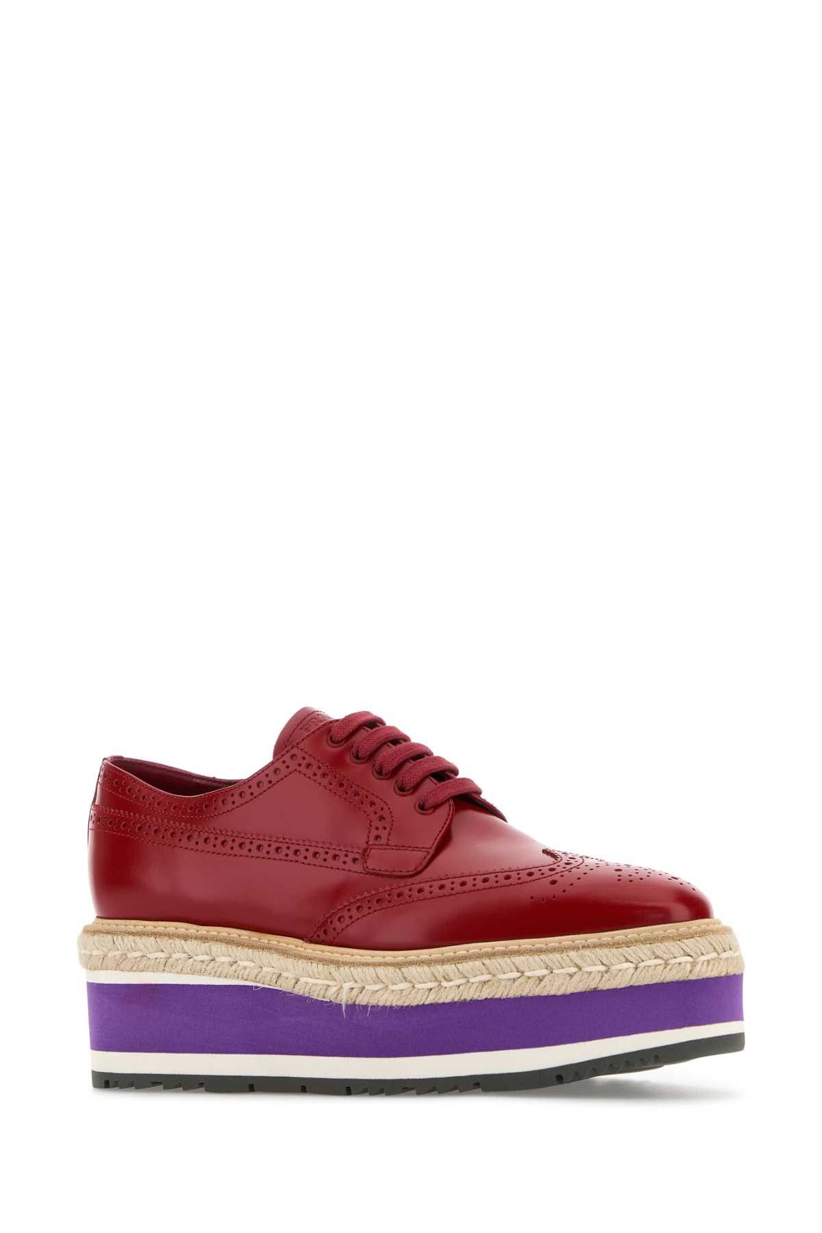 Prada Red Leather Lace-Up Shoes Size US 6.5 / IT 36.5 - 2 Thumbnail