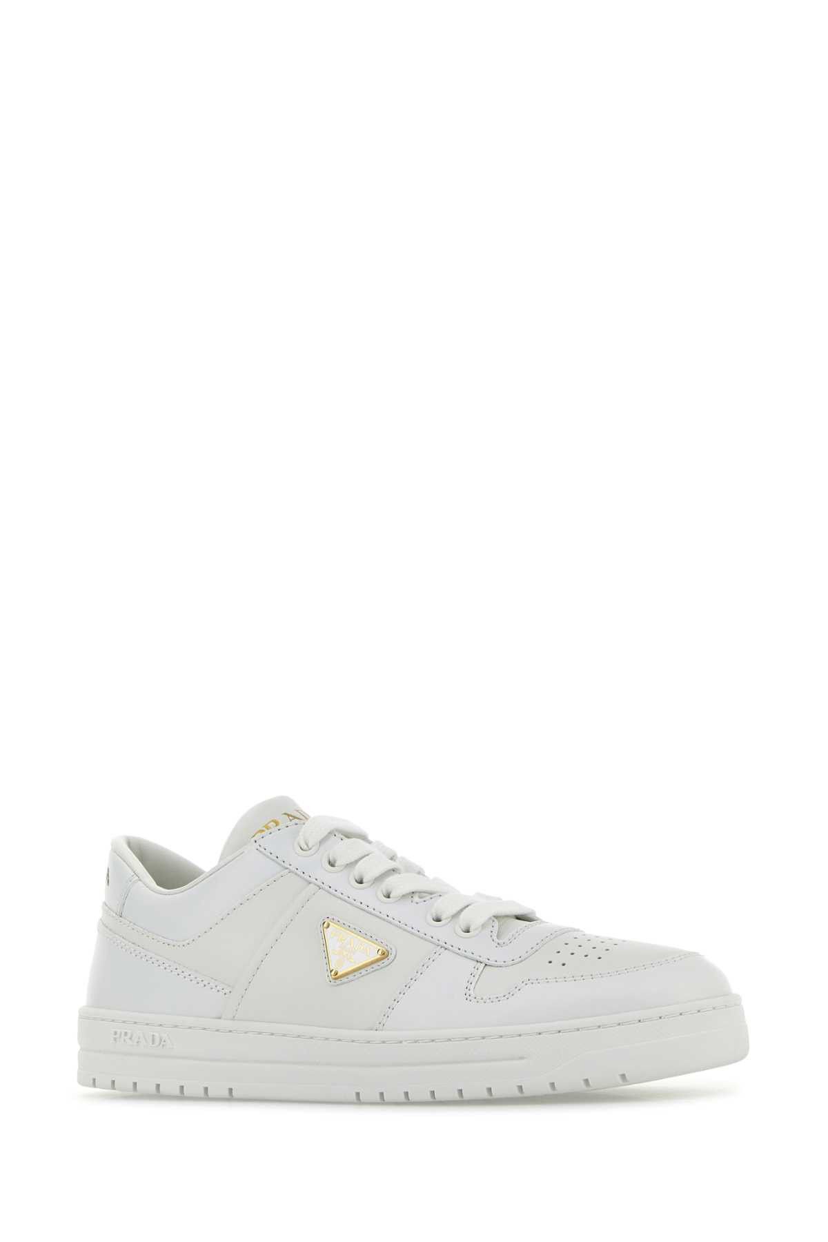 Prada White Leather Downtown Sneakers Size US 7 / IT 37 - 2 Thumbnail
