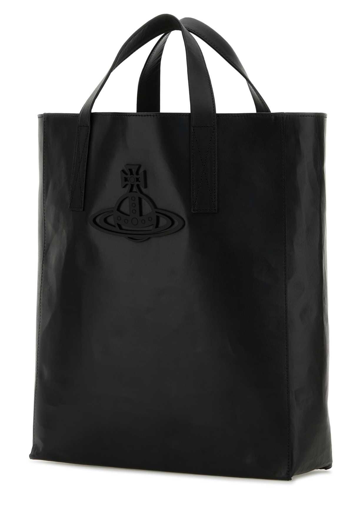 Vivienne Westwood Black Leather Medium Sarah Shopping Bag Size ONE SIZE - 2 Thumbnail