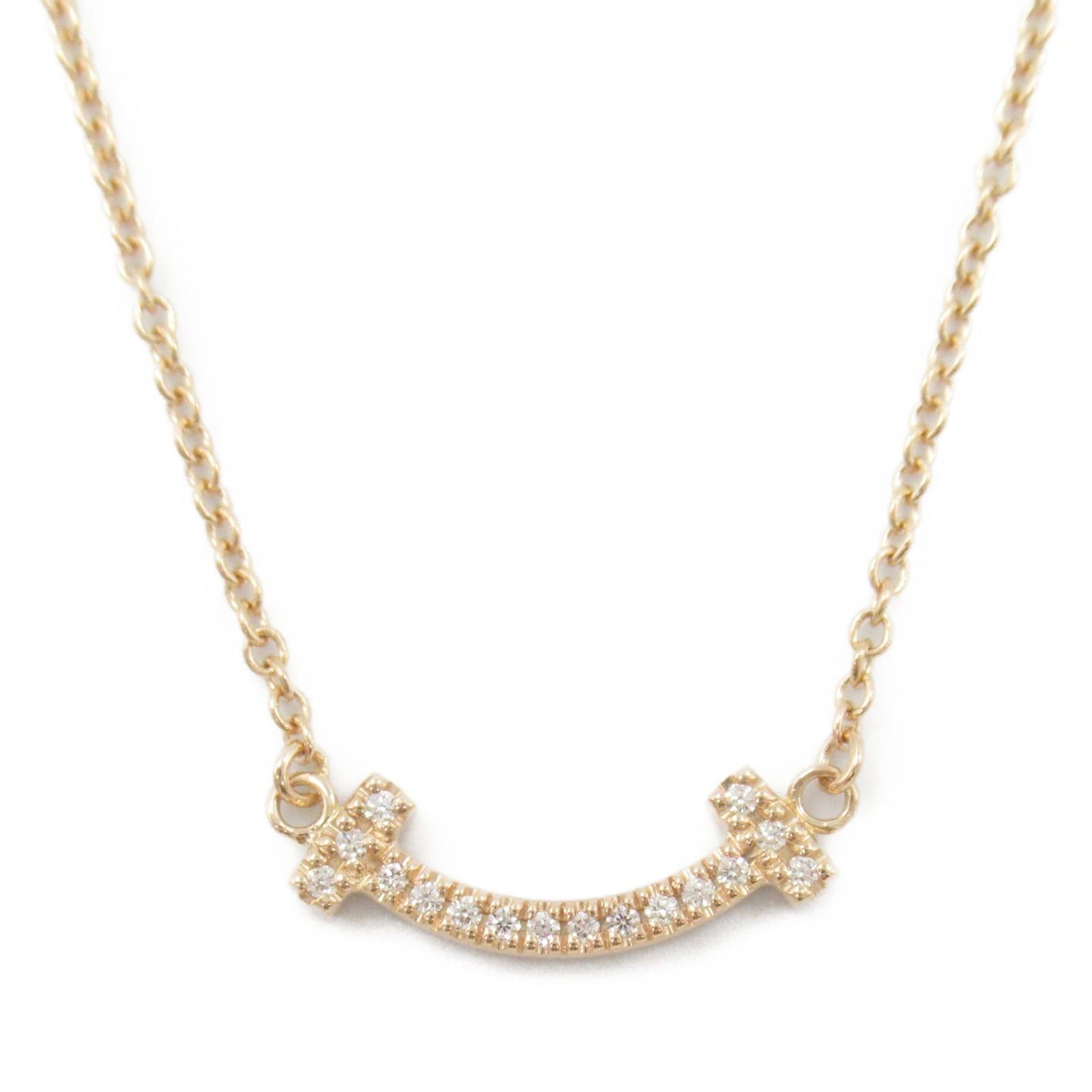 Tiffany & Co. Tiffany Co T-Smile Mini Diamond Necklace K18Pg (Pink Gold) Clear Size ONE SIZE - 2 Thumbnail