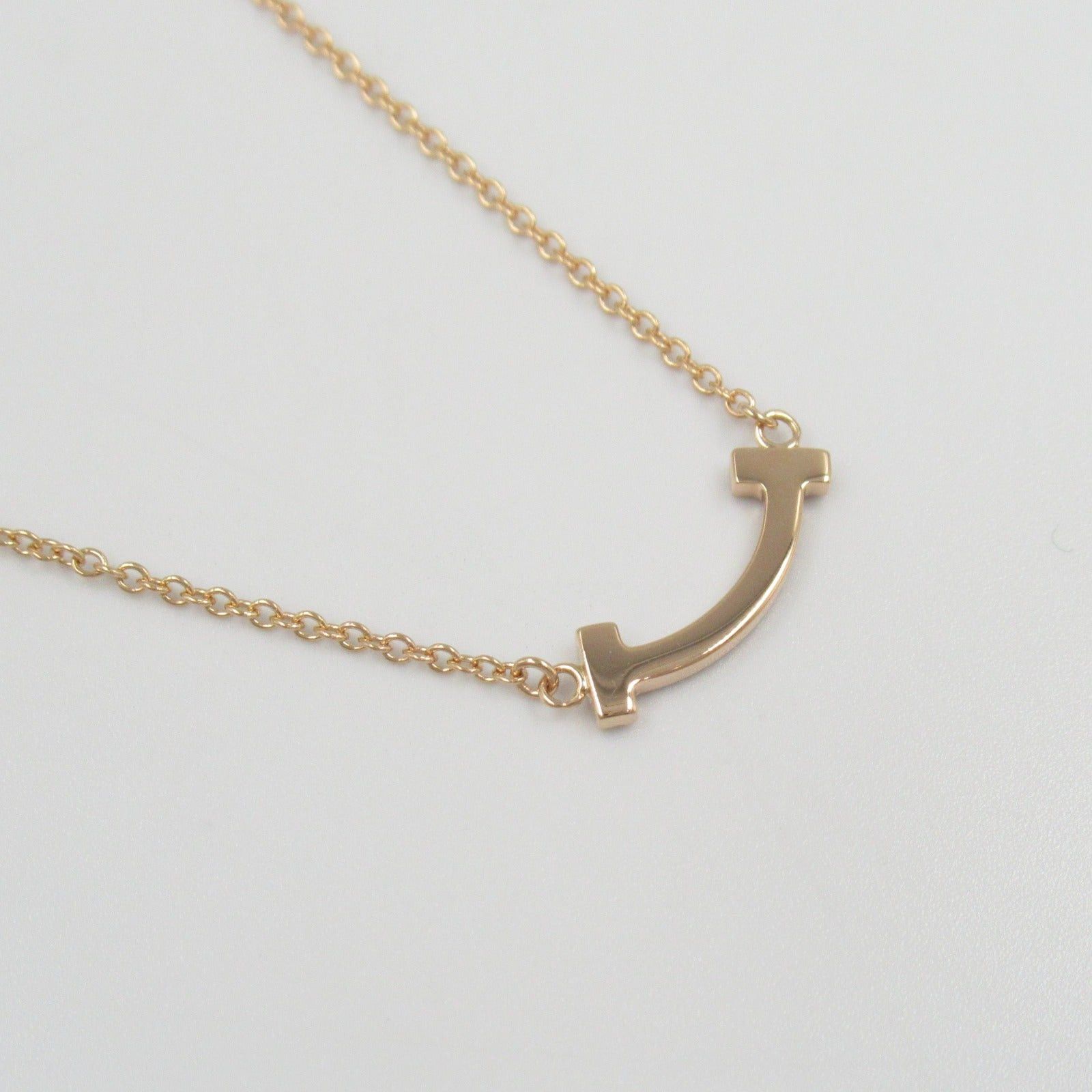 Tiffany & Co. Tiffany Co T-Smile Mini Diamond Necklace K18Pg (Pink Gold) Clear Size ONE SIZE - 7 Thumbnail