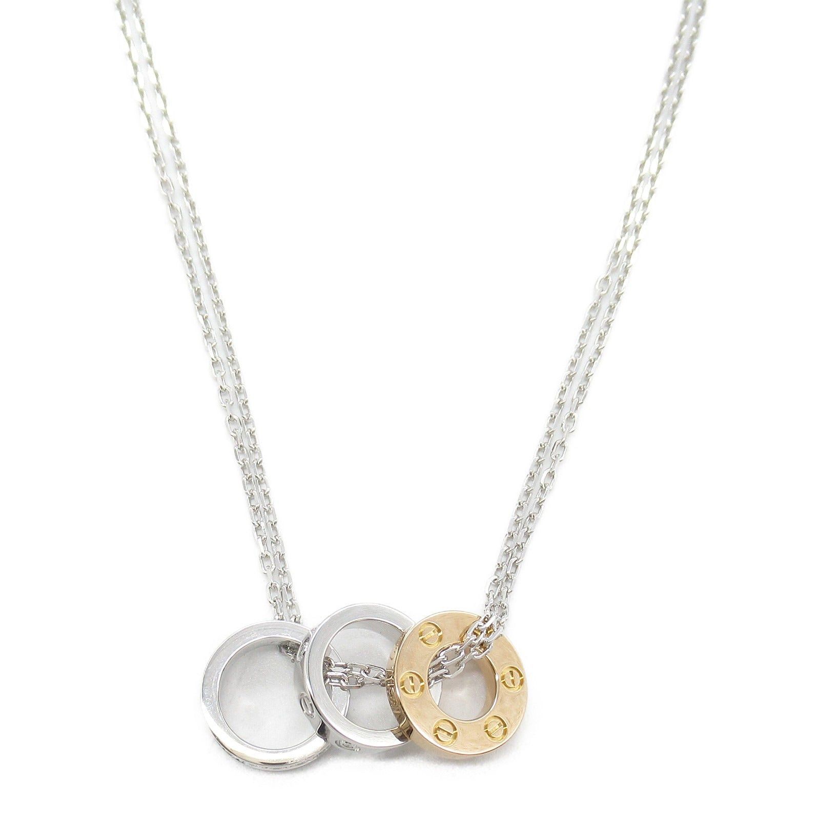Cartier Cartier Love Three Hoops Necklace K18Wg (White Gold) K18Pg (Pink Diamond Clear Size ONE SIZE - 2 Thumbnail