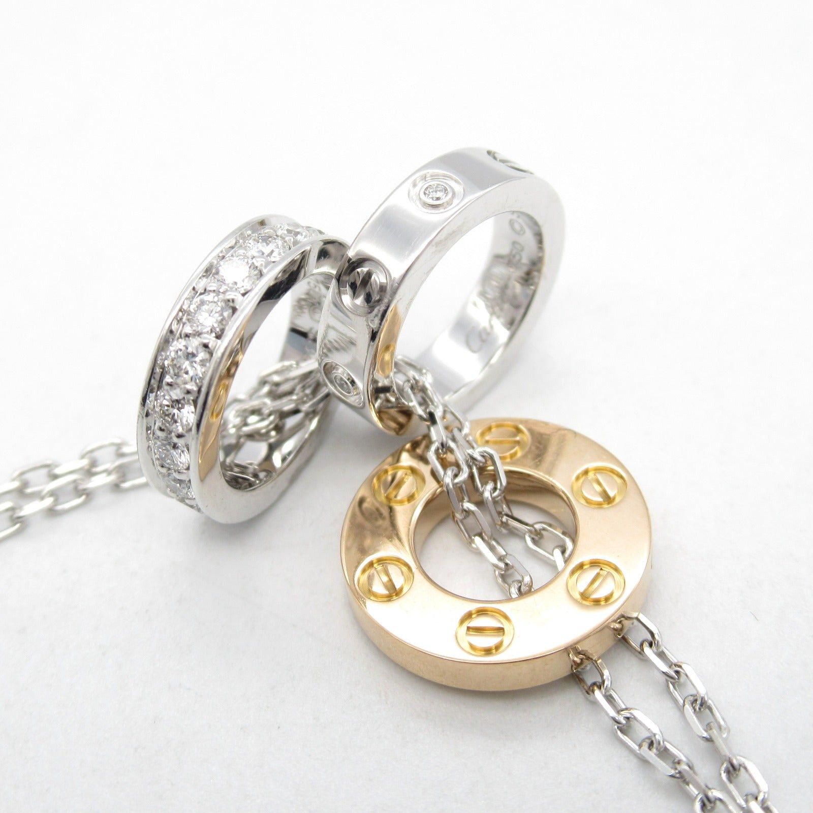 Cartier Cartier Love Three Hoops Necklace K18Wg (White Gold) K18Pg (Pink Diamond Clear Size ONE SIZE - 5 Thumbnail