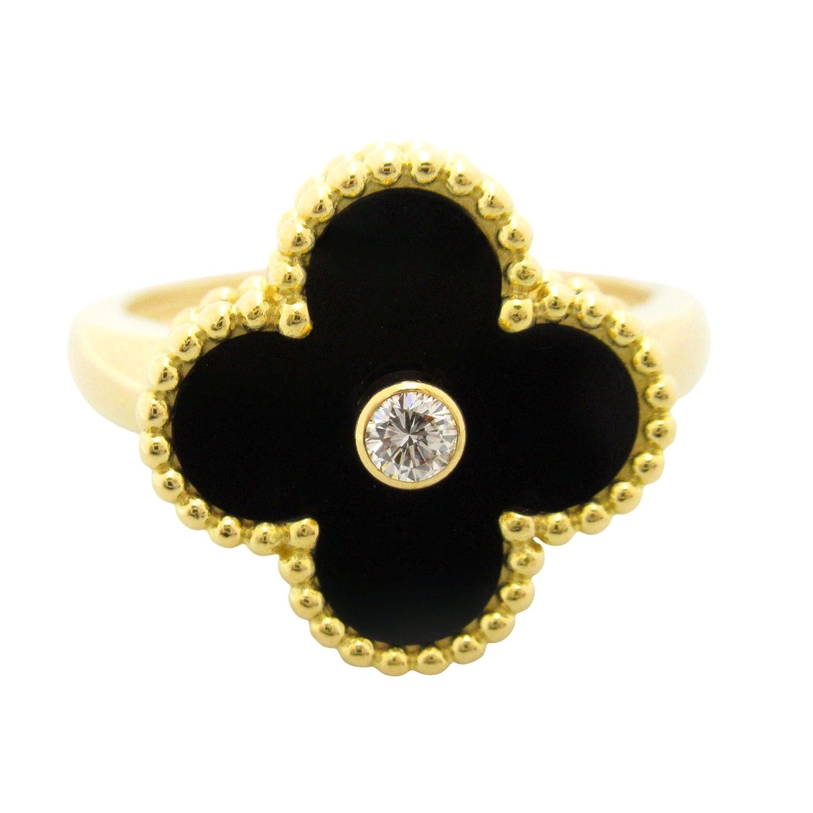 Van Cleef & Arpels Van Cleef Arpels Alhambra Ring Onyx K18 (Yellow Gold) Black Size ONE SIZE - 2 Thumbnail