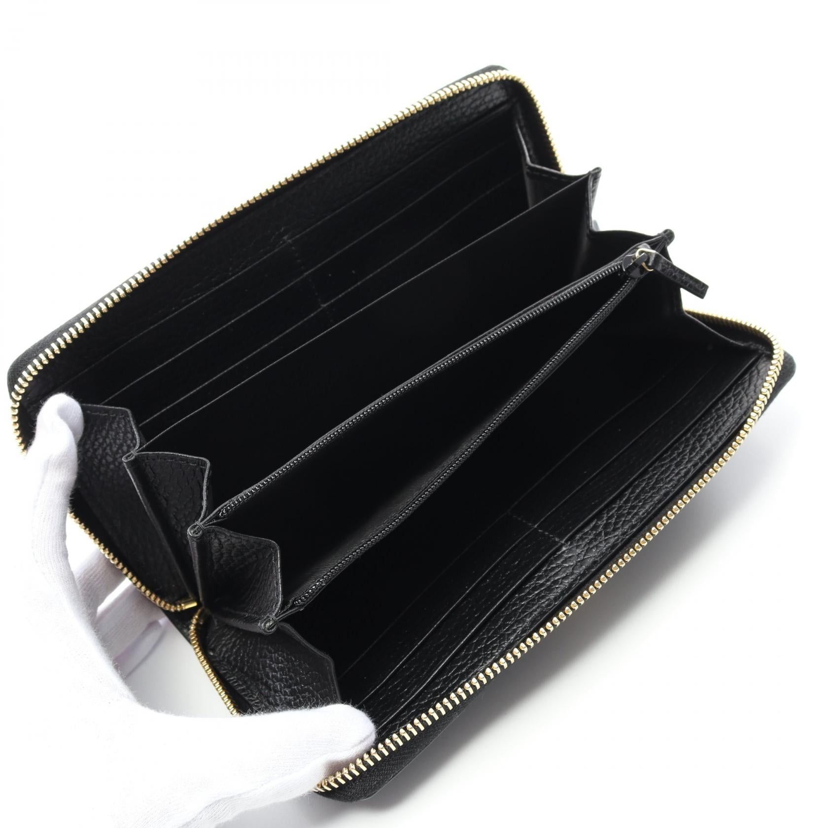 Gucci Gucci Petite Marmont Gg Round Zipper Long Wallet Coated Canvas Leather Beige Black Size ONE SIZE - 3 Thumbnail