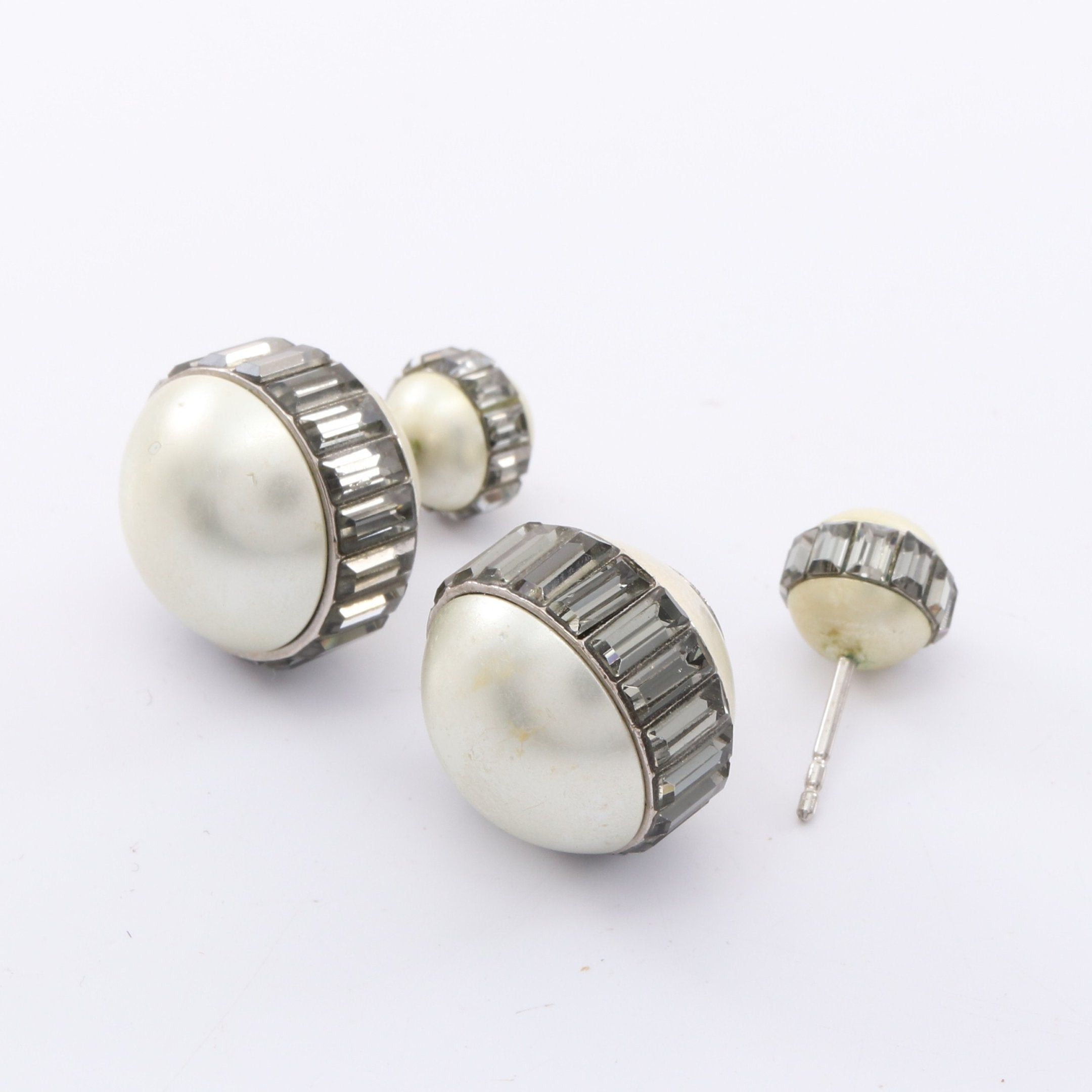 Dior Dior Tribal Earrings Fake Pearl Rhinestone Ivory Silver Gray Size ONE SIZE - 2 Thumbnail